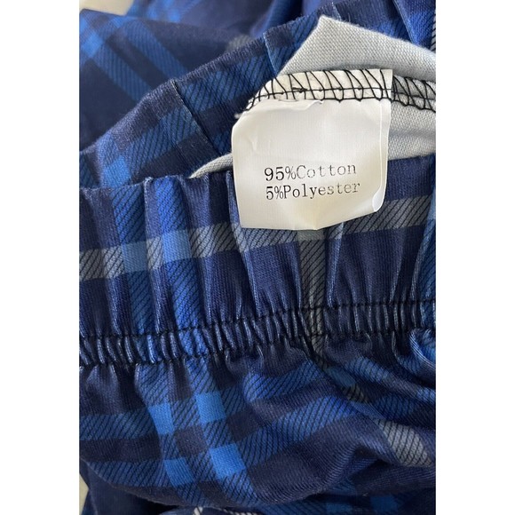Pajama Men's 2 Piece PJ Set Navy Long Sleeved Top, Plaid Navy Pants, Small - Picture 10 of 10